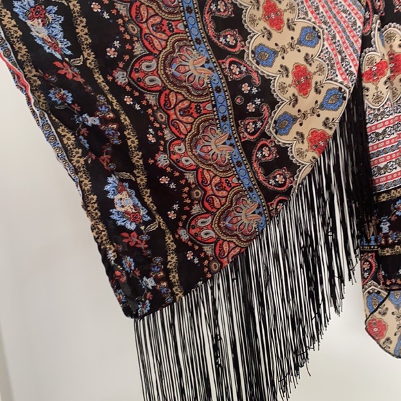 See You Monday Women’s Boho Festival Top with Fringed Bell Sleeves Size L - Picture 2 of 6